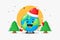 Cute earth mascot celebrates Christmas day