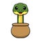 Cute easten racer snake cartoon inside the pot