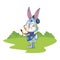 Cute easter bunny celebration artist  nature background bushes