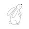 Cute Easter bunny with egg shape body sits. Doodle vector