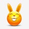 Cute Easter bunny emoticon, emoji - vector illustration