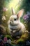 Cute Easter bunny in the fairy forest generated AI