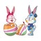 Cute easter bunny happy friends artist