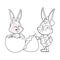 Cute easter bunny happy friends artist black and white