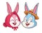 Cute easter bunny happy friends portrait