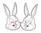 Cute easter bunny happy friends portrait black and white