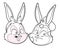 Cute easter bunny happy friends portrait black and white