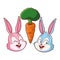 Cute easter bunny happy friends portrait with carrot