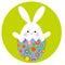 Cute Easter bunny in hatching egg with floral pattern