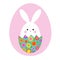 Cute Easter bunny in hatching floral egg