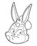 Cute easter bunny portrait artist isolated black and white