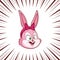 Cute easter bunny portrait  comic panel effect background