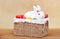 Cute easter bunny sitting in basket