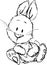 Cute easter bunny sitting black sketch - vector cartoon