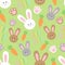 Cute Easter bunny vector seamless pattern