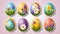 Cute easter eggs with flowers, in sticker style