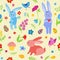 Cute Easter rabbits seamless pattern