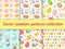 Cute Easter seamless pattern collection with birds and eggs. Endless Spring background, texture, digital paper. Vector