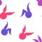 Cute easter seamless pattern of multi-colored silhouettes of rabbit heads with long ears on a white background.