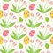 Cute easter seamless pattern. Spring repeating textures. Children`s, baby, kids endless background, paper, wallpaper