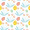 Cute easter seamless pattern. Spring repeating textures. Children`s, baby, kids endless background, paper, wallpaper