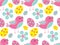 Cute easter seamless pattern. Spring repeating textures. Children`s, baby, kids endless background, paper, wallpaper