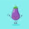 Cute eggplant cartoon character .vector