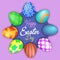 Cute eggs of different colors for the holiday of Easter stylized