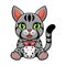 Cute egyptian mau cat cartoon holding food bowl