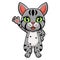 Cute egyptian mau cat cartoon waving hand