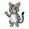 Cute egyptian mau cat cartoon waving hand