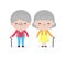 Cute elderly couple portrait, Happy grandparents, old people, senior in cartoon style isolated on white background Vector