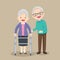 Cute elderly man taking care elderly woman physical therapy