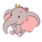 Cute elefant in chibi style. Kawaii little elefant for children design layouts. Design element. Vector