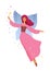 Cute elegant fairy, person with magic wand. Attractive cartoon woman