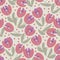 Cute elegant pastel rosy tulip seamless pattern