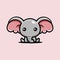 Cute elephant animal cartoon character is sitting posing