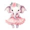 Cute Elephant Ballet Watercolor Clipart Illustration AI Generative