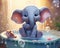 cute elephant in a bathtub.