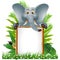 Cute elephant with blank sign