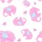 Cute elephant cartoon baby seamless pattern watercolor