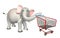 Cute Elephant cartoon character with trolly