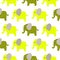 Cute elephant cartoon neon green baby seamless pattern.