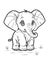 Cute Elephant Cartoon Outline Black and White Coloring Book Vector Illustration