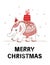 Cute elephant Christmas card with lettering inscription. Vector illustration