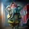 Cute elephant firefighter. Fireman animal head. Generative AI