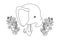 Cute elephant flowers and leaves vector design