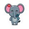 cute elephant holding microphone cartoon vector illustration.