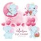 Cute elephant illustrations set