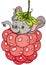 Cute elephant inside in red raspberry